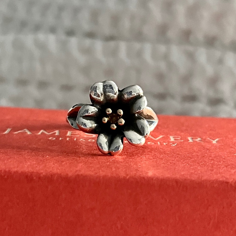 James Avery Silver and Gold Flower Ring